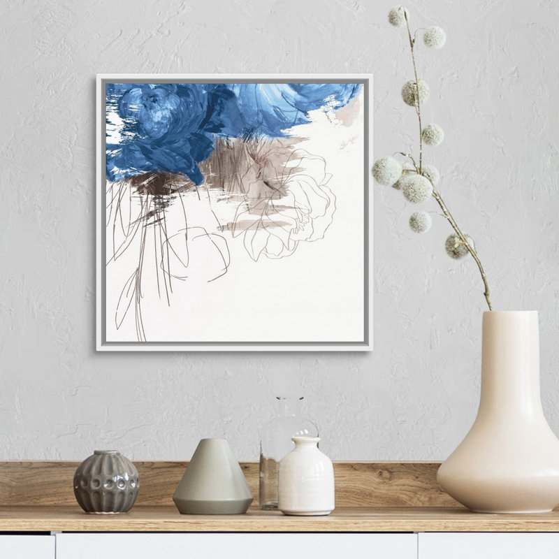 Reproduction d’art sur toile « Crimson Lust III Indigo version » par PI studio, H 18 po x l 18 po x P 1,75 po, Cadre blanc