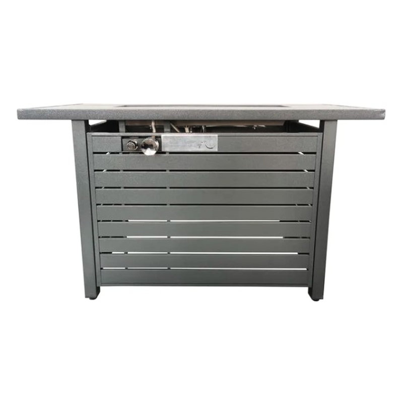 Gray Outdoor Fire Pit Table, 25" H X 42" W, 50000 Burning Time Span, Stainless Steel, Propane/Natural Gas Adjustable, Modern Exterior Appliance Power, Accessory