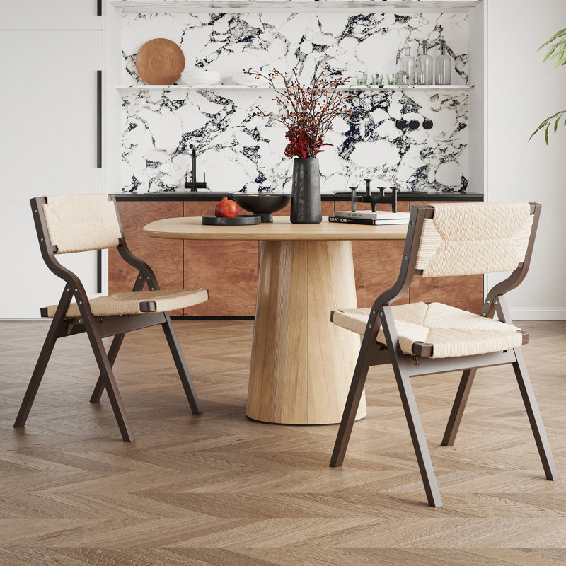 Fully Assembled Solid Wood Folding Side Chair, Natural/Walnut