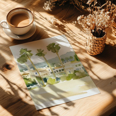 «Desert Palms and Villa I», reproduction d'art
