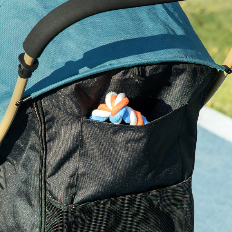 Foldable Pet Stroller for XS and S with Rain Cover, Blue/Black