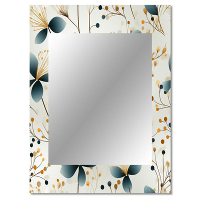 Adja Minimalist Botanics - Plants Large Wall Mirror, Botanical, Nature, Floral Unique Mirror, Printed Metal Art