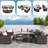 9-piece Outdoor Half-moon Wicker Conversation Sets With 1 Nesting Coffee Table And Tempered Glass Top