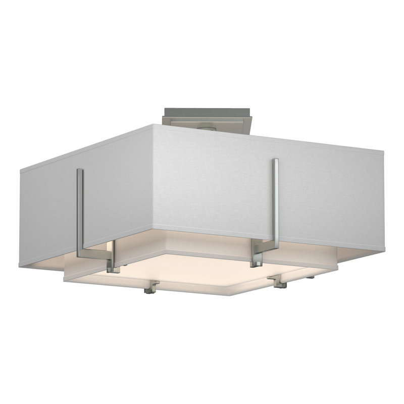 Plafonnier semi-encastré 2 lumières Exos, Lin, Platine rétro