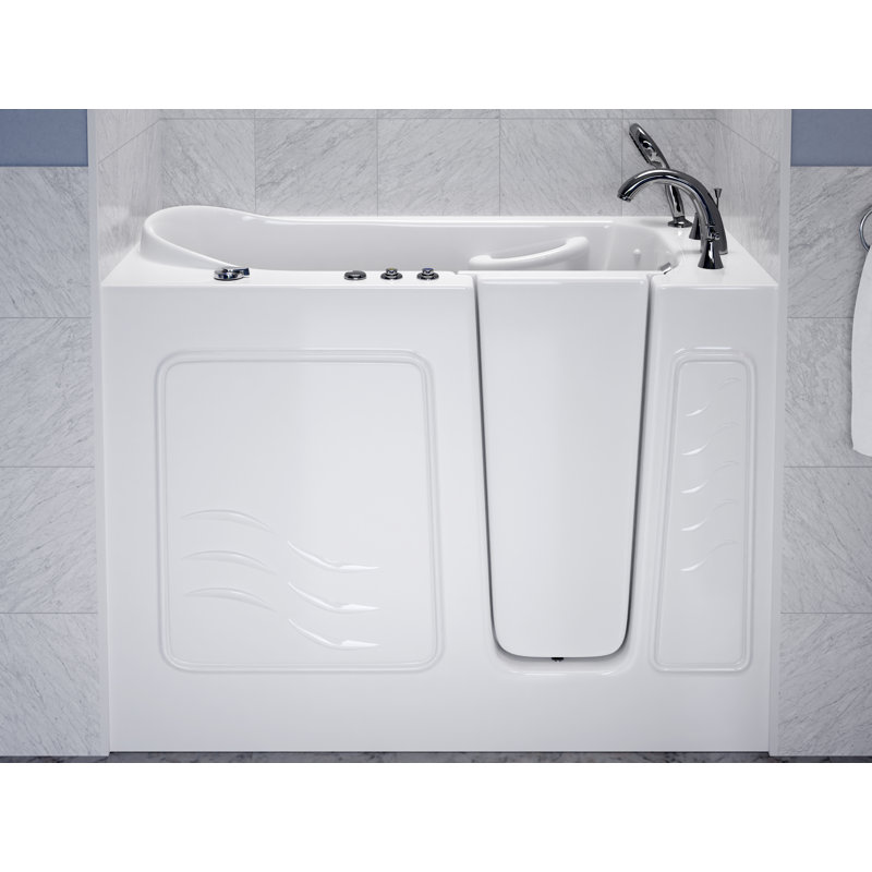 Therapeutic Tubs 26 in. x 53 in. Right Drain Quick Fill Walk-In Whirlpool Tub with Powered Fast Drain in White, White, Right