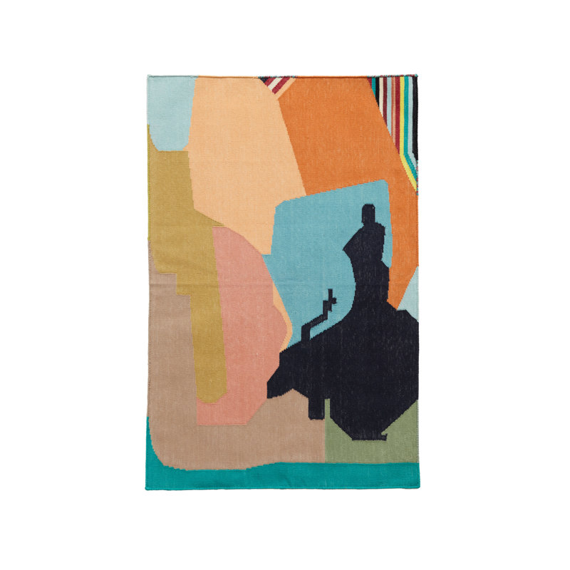 Rectangle Kulfi Abstract Hand Woven Flatweave Cotton Area Rug in Beige/Orange, Rectangle 9' x 12'