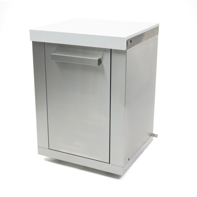 Mont Alpi MA-EXC-SS Extra Storage Right Cabinet Module for All MAI805 and MAi400 Outdoor Kitchen Island Grill Models - Stainless Steel + Granite Countertop - adds Storage & Counter Space