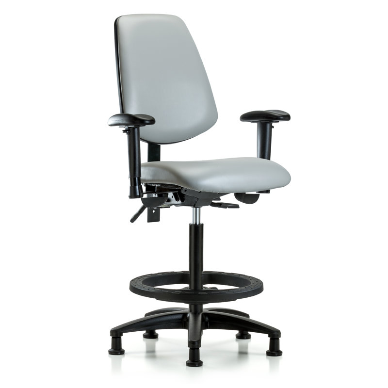 Caleb Vinyl Drafting Chair, Casters, Dove, Included