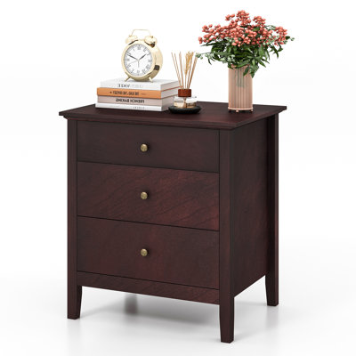 Abdülsamet Modern Wooden Nightstand with 3 Drawers