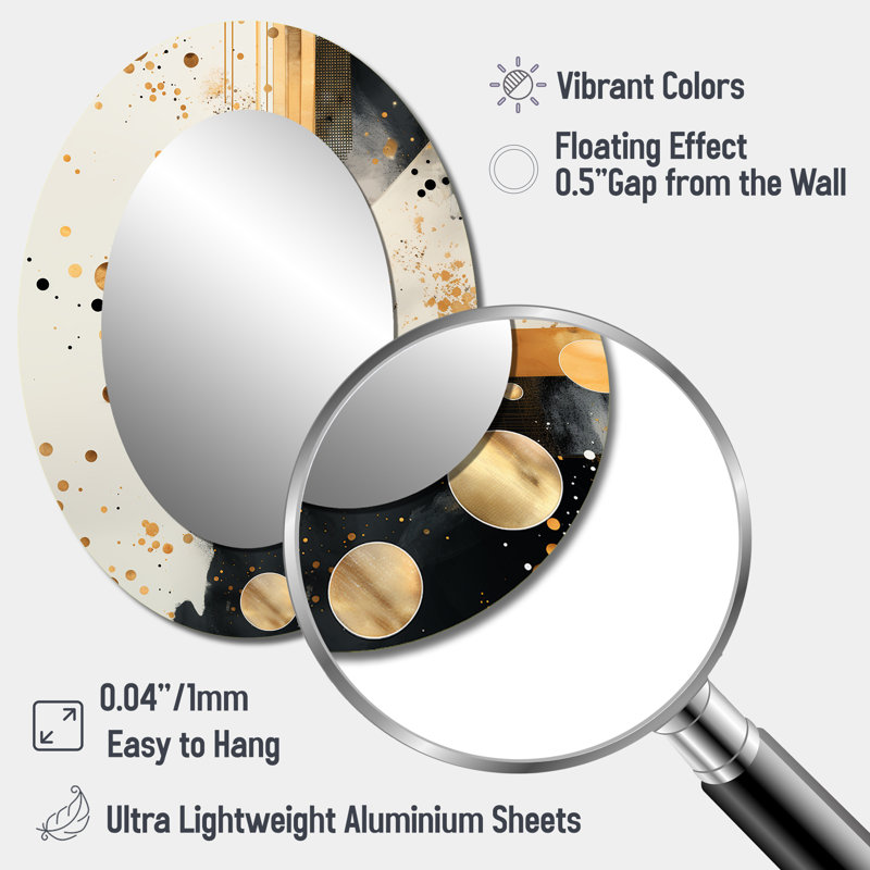 Gold And Grey Sunset Collage II - Gray Modern Oval Wall Mirror, 40" H x 30" W