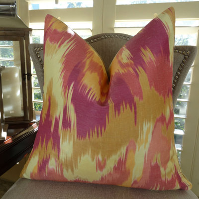 Thomas Collection® Designer Magenta Orange Cream Ikat Throw Pillow Assorted Sizes