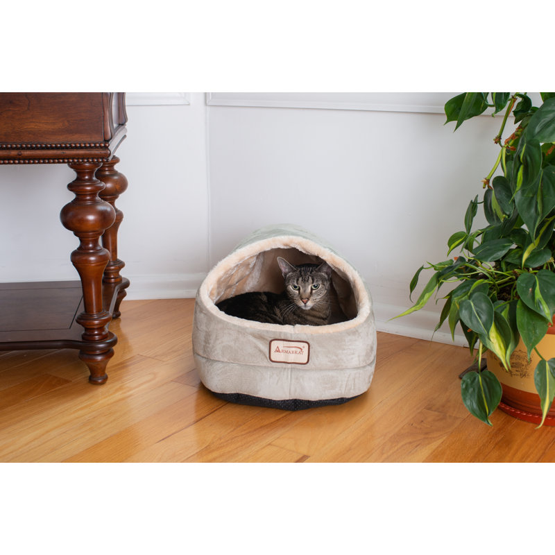 Lit rectangulaire pour chat, Vert sauge et beige
