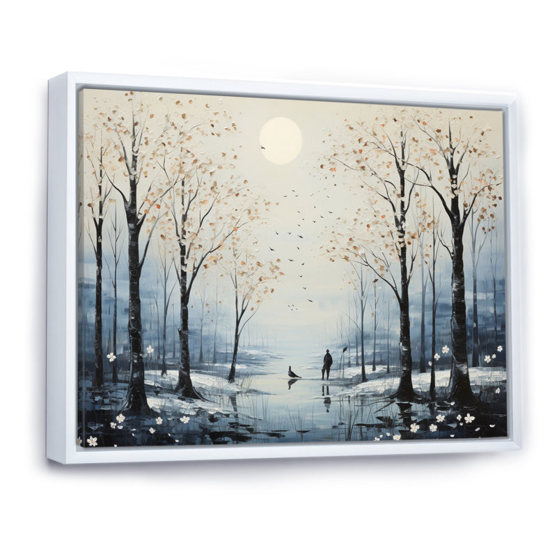 " Winter Landscape Silent Woods ", 34" H x 44" W, White Floater Framed
