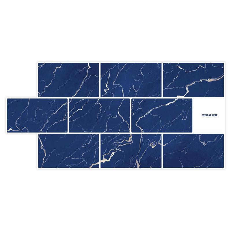 14cm W x 28cm L Aluminum Peel and Stick Subway Tile, Blue