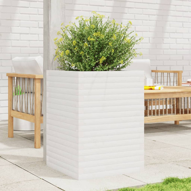 Amiela Planter Box, 68.5cm H x 50cm W x 50cm D, White