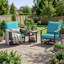 Ensemble de conversation avec chaise berçante pivotante en aluminium 3 pièces avec coussins et table d'appoint-501328064