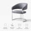 Leather Upholstered Upholstered Back Armchair in Silver