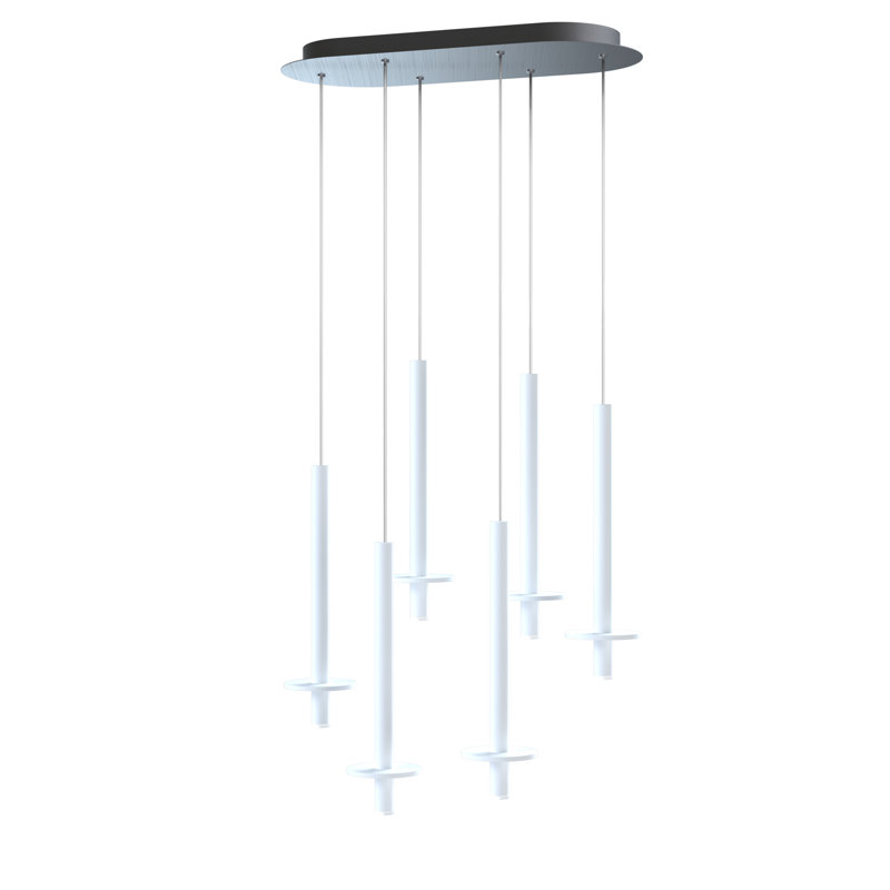 Luminaire suspendu géométrique 6 lumières Zakaryan, Blanc