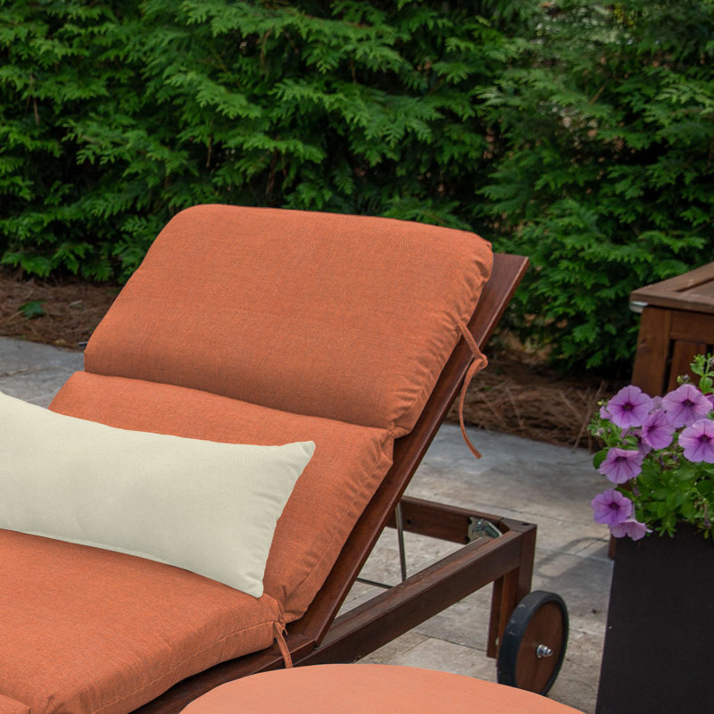 Coussin de chaise longue d'extérieur 1 pièce Murphie Marlowe Sunbrella®, Tissage uni Sunbrella® corail
