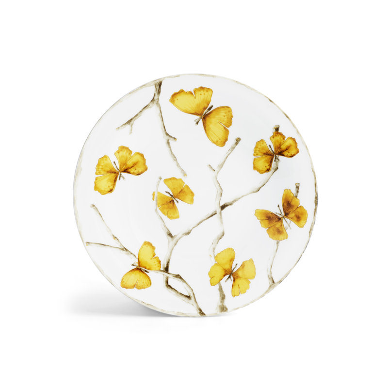 Butterfly Ginkgo Handmade Porcelain Salad/Dessert Plate