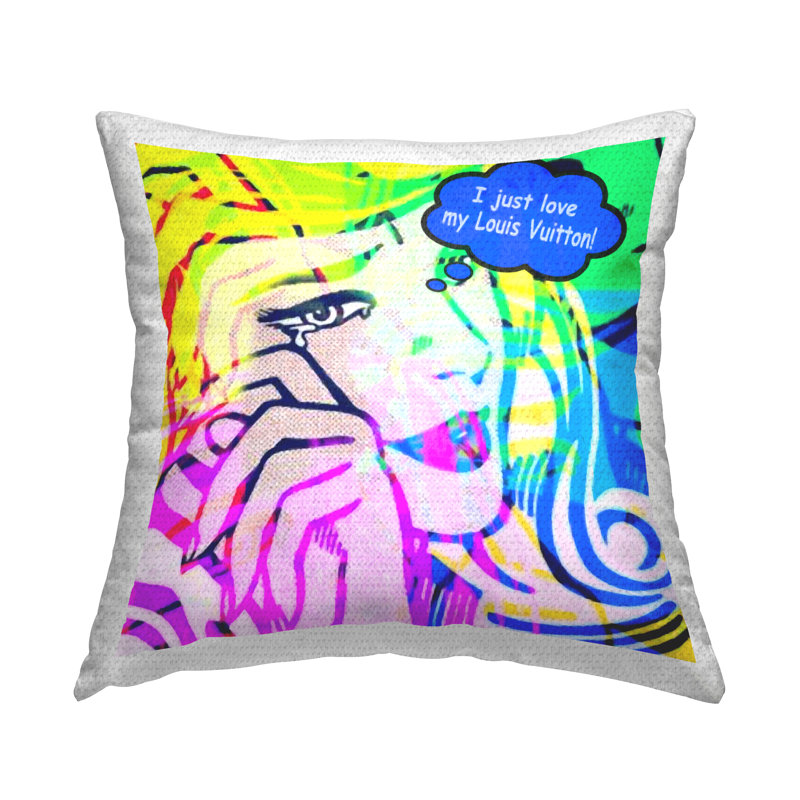 Stupell Industries Pop Comic Style Glam Outdoor Printed Pillow by Graffitee Studios