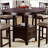 Counter Height 5-Piece Dining Set – Round Table with Leaf, 4 Upholstered Side Chairs, Solid Wood & Veneer