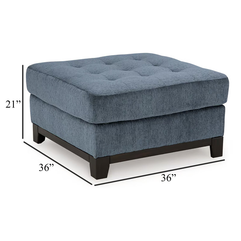 Maxo Accent Ottoman, 36 Inch Square, Soft Tufted Rich Polyester, Blue