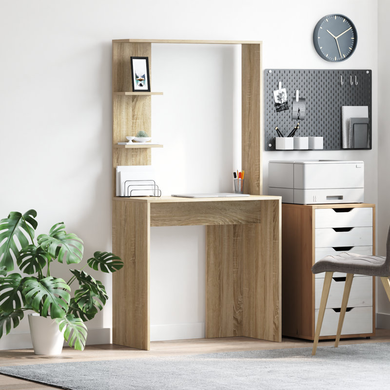 Computer Desk Solid Wood, MDF Compact, Sonoma Oak