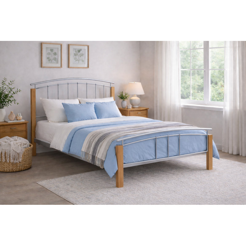Solid Wood Bed, Small Double (4'), Silver