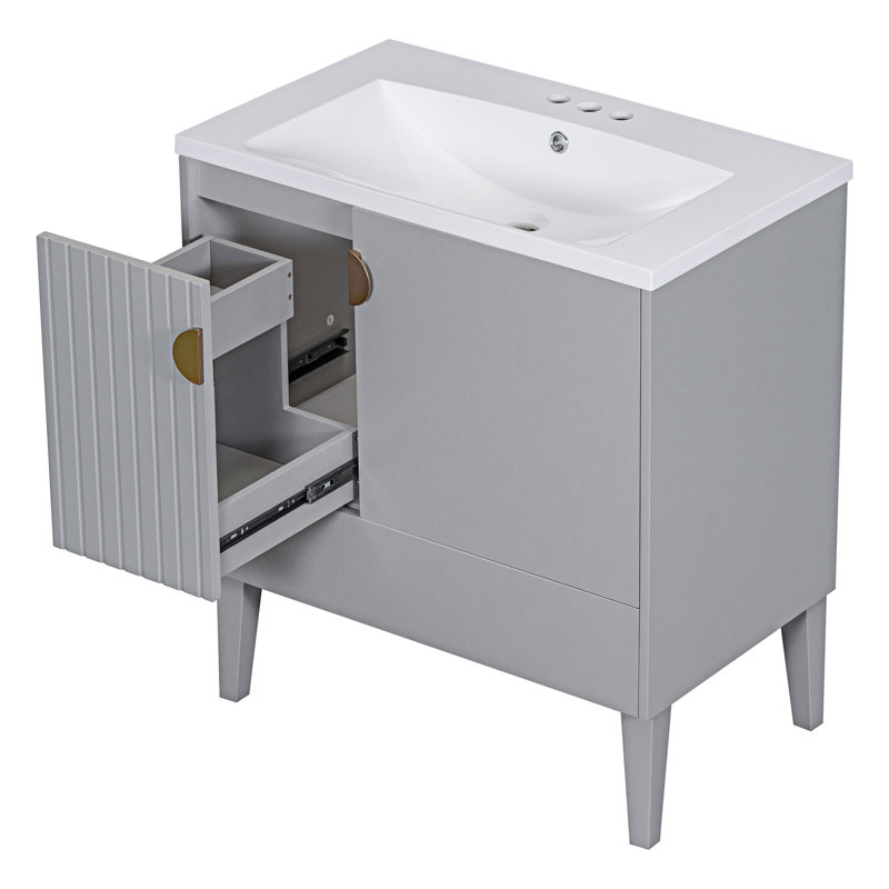 Meuble-lavabo 33,1 x 30 x 18 avec lavabo, armoire et tiroirs