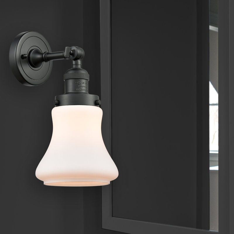 Edda Dimmable Bath Sconce, 6 Watt Vinage LED Bulb, Matte Black, Matte White