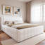 Lit plateforme tapissier avec tête de lit tapissier et pieds en métal-533173374-533173372