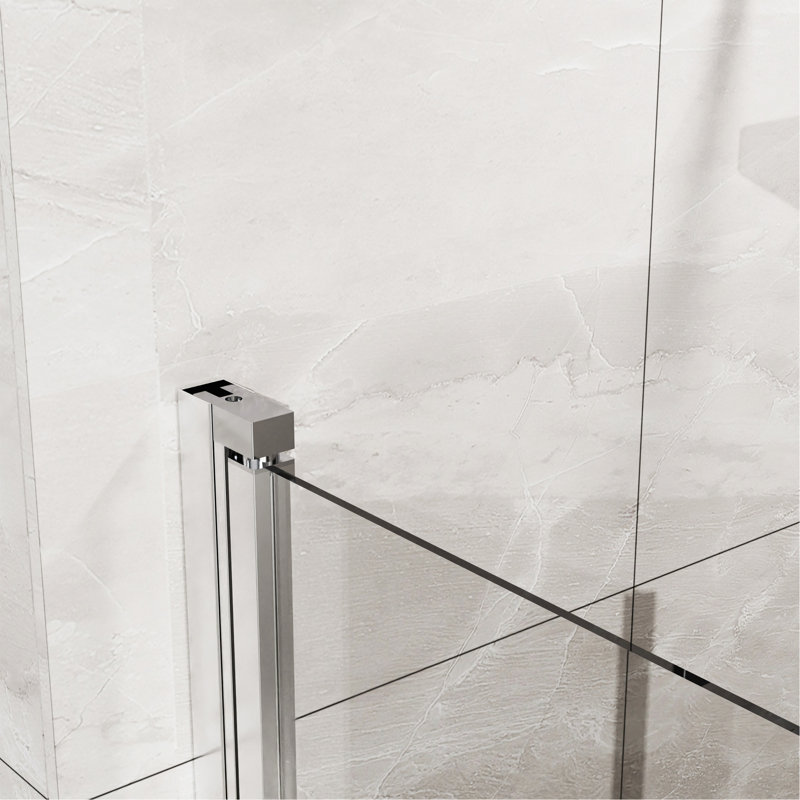 34"X 72" Bifold Frameless Glass Shower Door 1/4 Inch Tempered Clear Glass Pivot Swing Shower Panel, Chrome