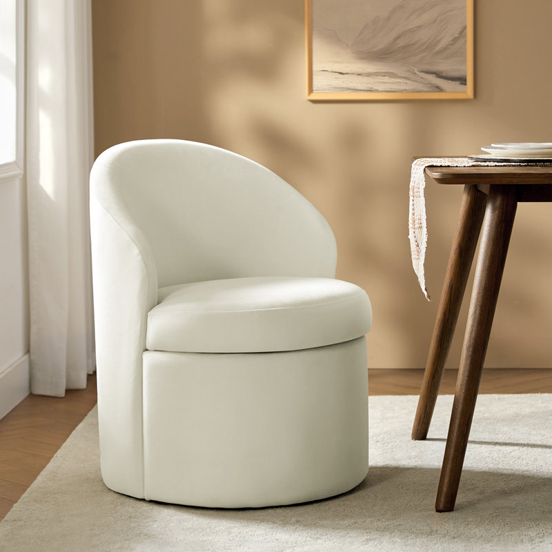 Meleri 23.5"W Modern Upholstered Dining Chairs with Curved Back, Ivory