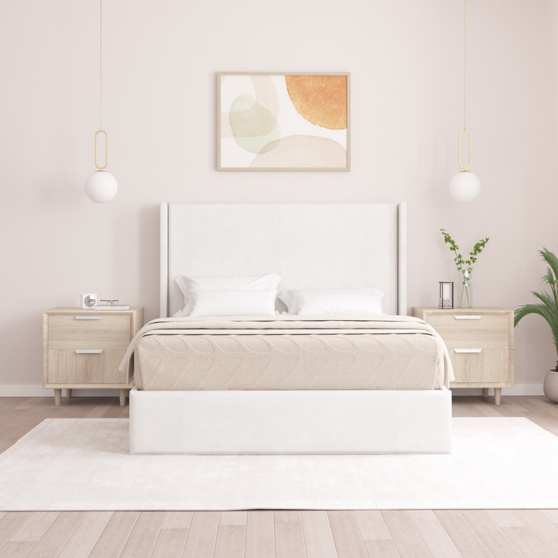Boiko Upholstered Ottoman Storage Bed, Kingsize (5'), White