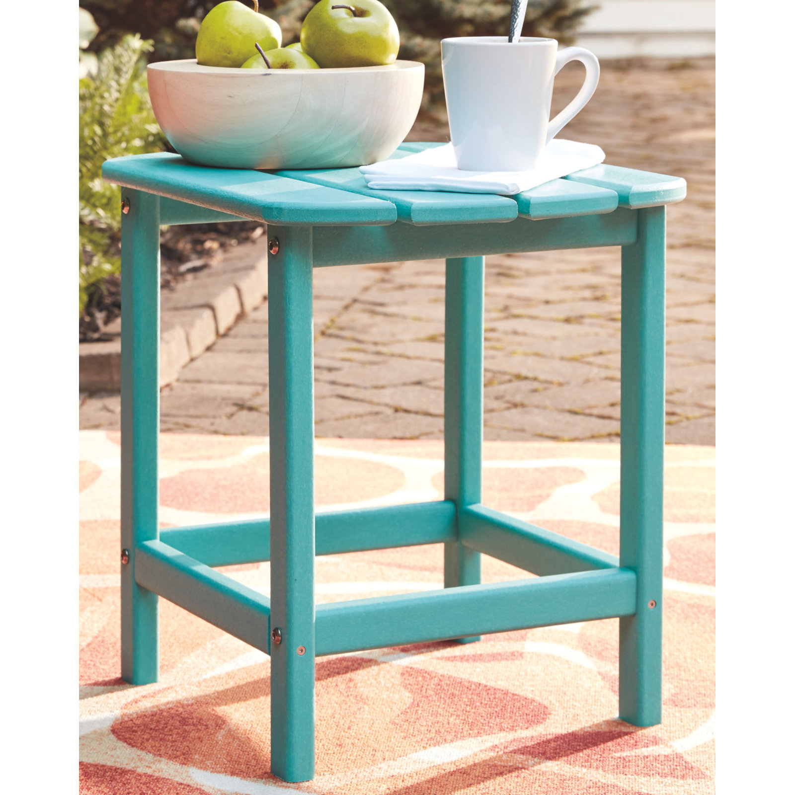 Emory HDPE Side Table, Turquoise