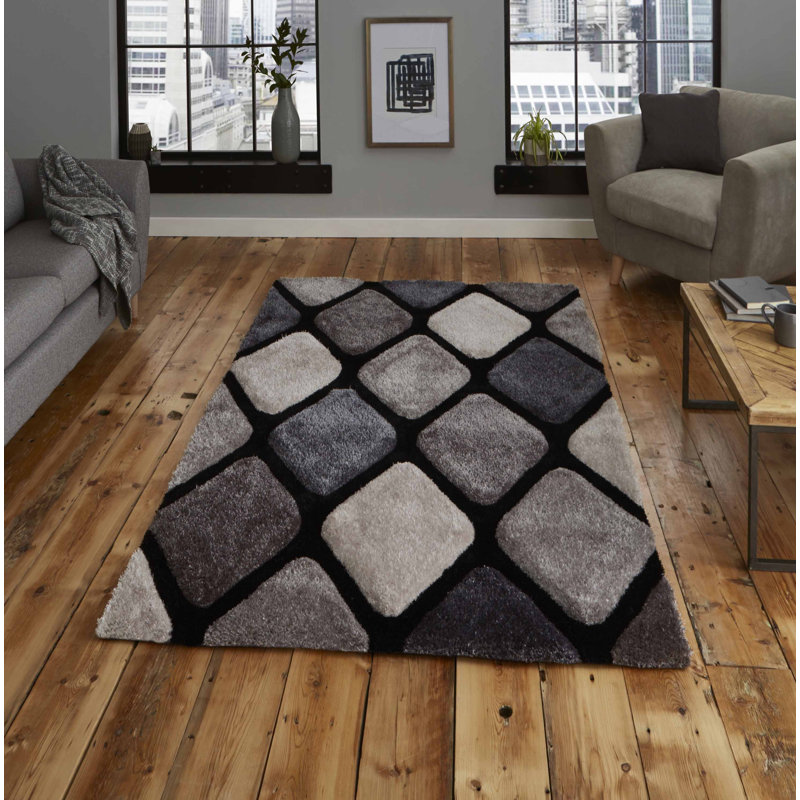 Varda area rug Hand Tufted Rectangle Black, Rectangle 120 x 170cm