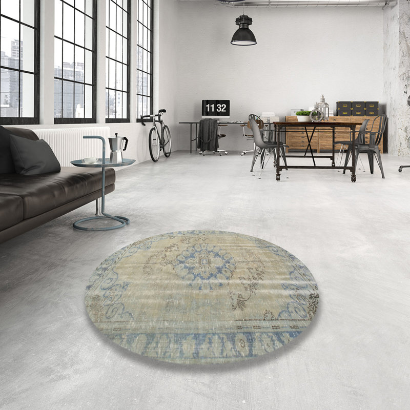 Tapis traditionnel bleu clair Rumill, Rond 4 pi