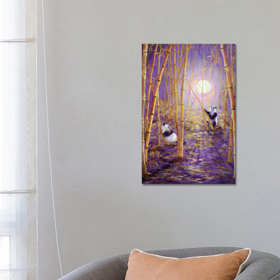 Harvest Moon Pandas by Laura Iverson - Painting on Canvas