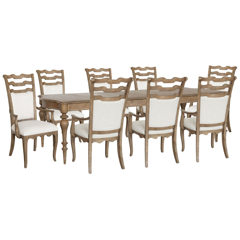 Table de salle à manger Jacquenette, 9 pièces: table, 8 chaises