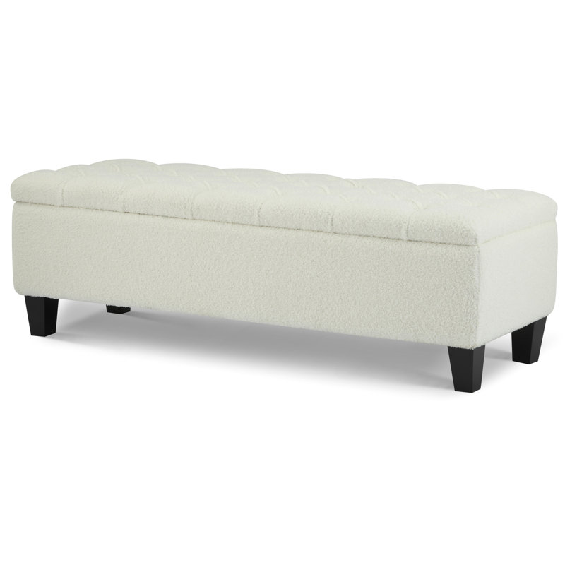 Banc avec repose-pieds 51 pouces avec rangement, capacité de 300 lb, pieds en bois d'hévéa, repose-pieds multifonctionnel