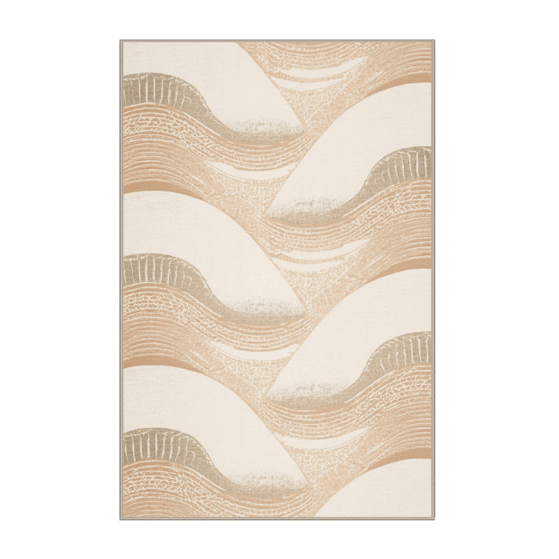 Machine Washable Pavla Minimalist Moroccan Rug in Beige – Beige Binding, 2 x 3