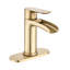 Waterfall Bathroom Faucet Single Handle Bathroom Sink Faucets 1 Or 3 Hole Solid Vanity Faucet With Deck Plate & Overflow Pop Up Drain Brushed Nickel-125231504
