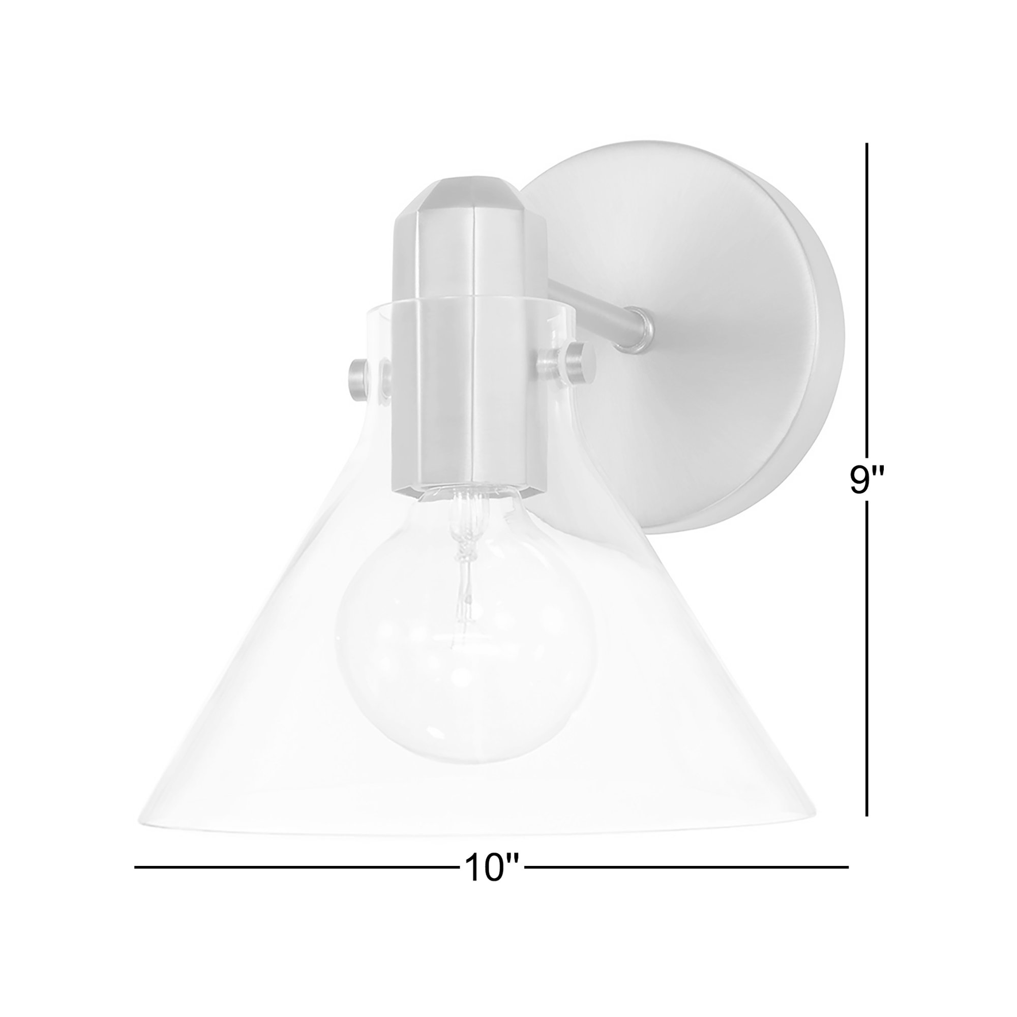Single Light Glass Steel Dimmable Armed Sconce, Aged Brass