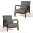 Jyrin Mid Century Upholstered Gray Corduroy Solid Wood Accent Chair with an Extra Pillow-1690814846-1690814845
