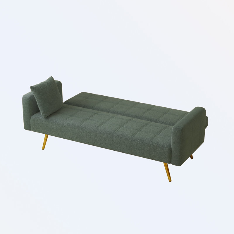 Timiah Twin 71.26'' Upholstered Convertible Sofa, Grayish/Green Polyester Blend