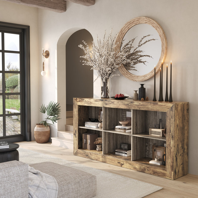 Console rustique 63 "avec 6 casiers ouverts 63"