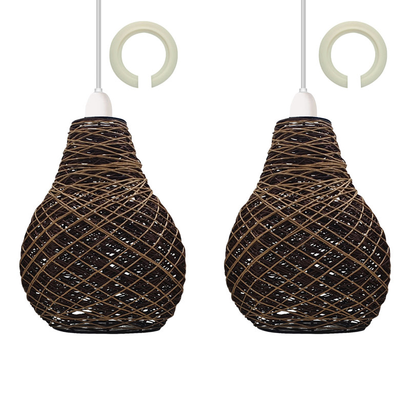 22cm H Chenille Round Lamp Shade ( Screw On ) in Hemp