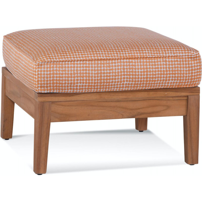 Repose-pieds d'extérieur en teck avec coussin Messina, Sunbrella bleu denim; 6345-63
