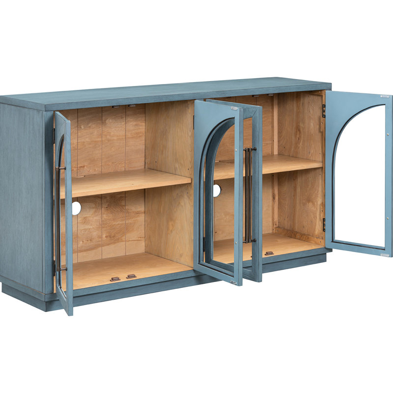Buffet bleu marine avec trois options de hauteur pour les tablettes réglables de conception rétro robuste et personnalisable